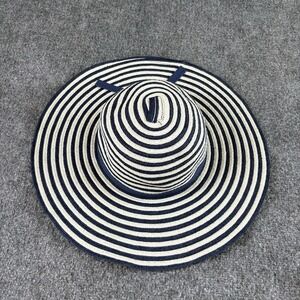 Fair Weather Navy White Striped Sun Hat Wide‎ Brim OS Beach Resort Nautical